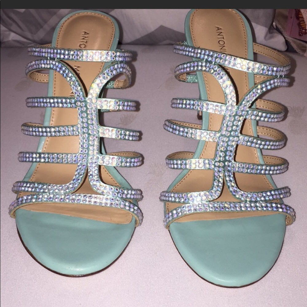 Antonio Melani teal high heels sparkly